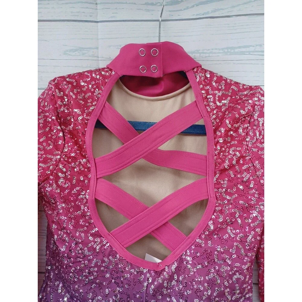 Weissman Showtime Chained To The Rhythm Lipstick Sz MC Child M Sequin Ombre Pink